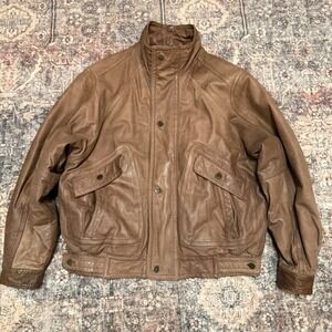 Vtg 90s New Zealand Outback Leather Bomber Jacket Medium Brown Rugged Gorpcore
